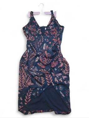Floral Navy Asymmetrical Wrap Dress